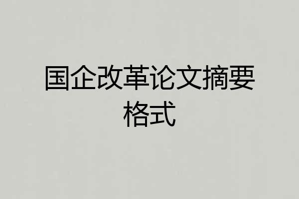 国企改革论文摘要格式