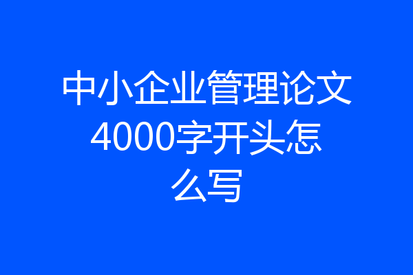 中小企业管理论文4000字开头怎么写