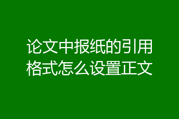 论文中报纸的引用格式怎么设置正文