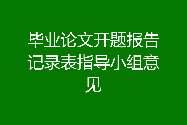 毕业论文开题报告记录表指导小组意见
