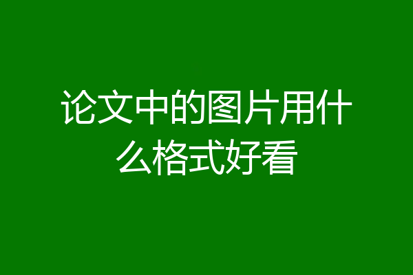论文中的图片用什么格式好看