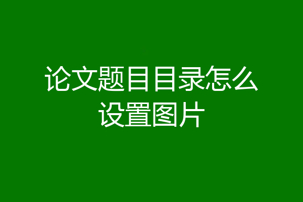 论文题目目录怎么设置图片