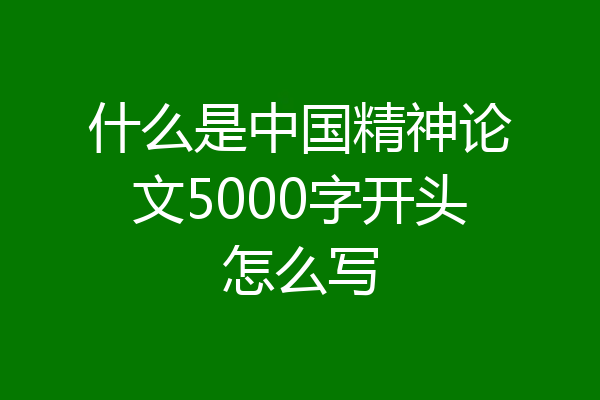 什么是中国精神论文5000字开头怎么写