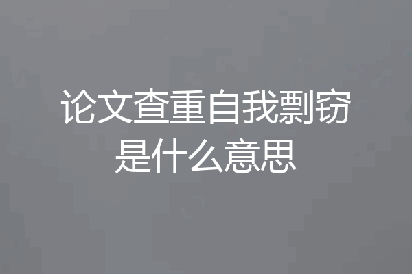 论文查重自我剽窃是什么意思