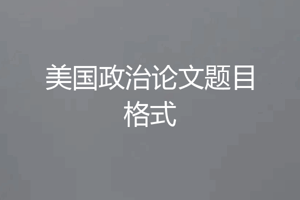 美国政治论文题目格式