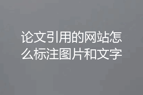 论文引用的网站怎么标注图片和文字