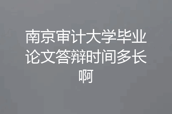 南京审计大学毕业论文答辩时间多长啊