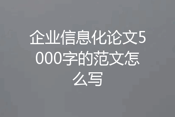 企业信息化论文5000字的范文怎么写