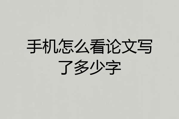 手机怎么看论文写了多少字