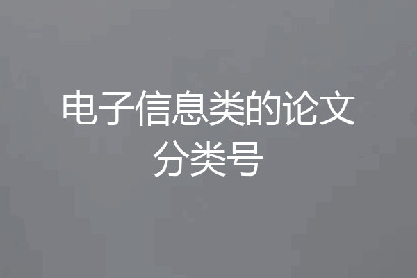 电子信息类的论文分类号