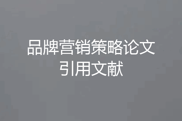 品牌营销策略论文引用文献