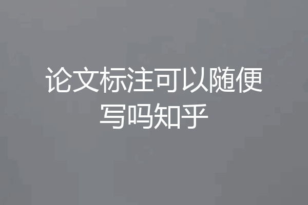 论文标注可以随便写吗知乎