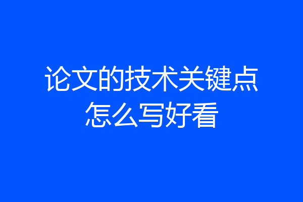 论文的技术关键点怎么写好看