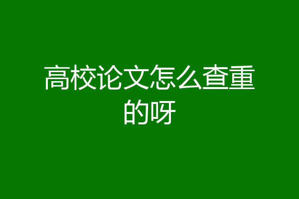 高校论文怎么查重的呀