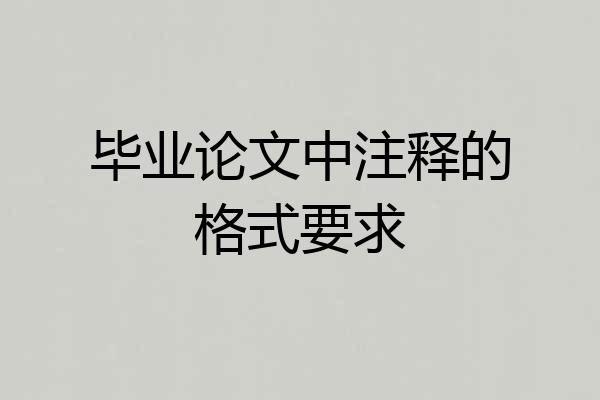 毕业论文中注释的格式要求