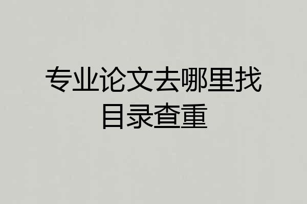 专业论文去哪里找目录查重