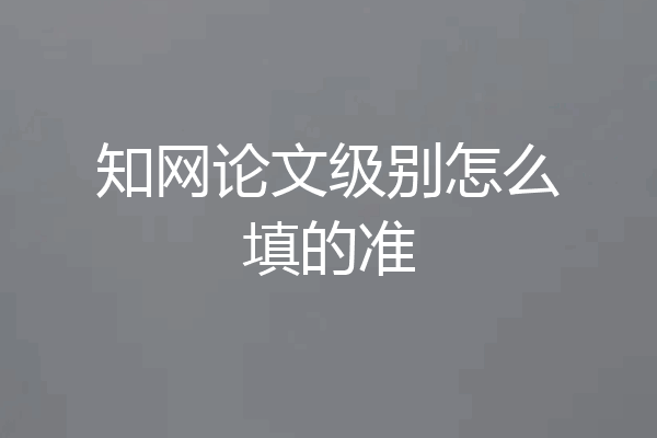 知网论文级别怎么填的准