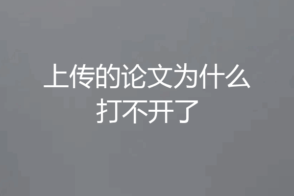 上传的论文为什么打不开了