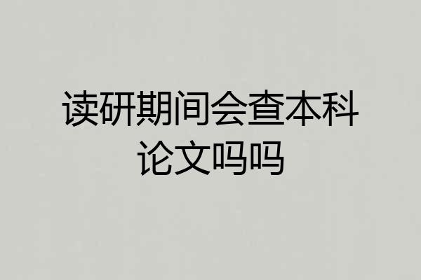 读研期间会查本科论文吗吗