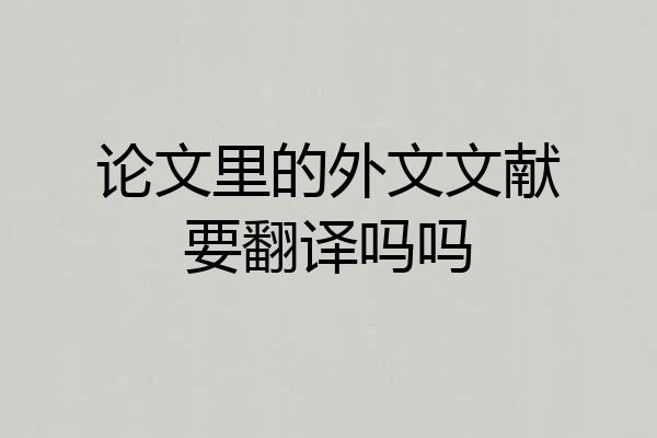 论文里的外文文献要翻译吗吗