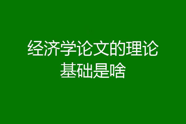 经济学论文的理论基础是啥