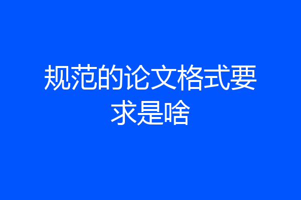规范的论文格式要求是啥