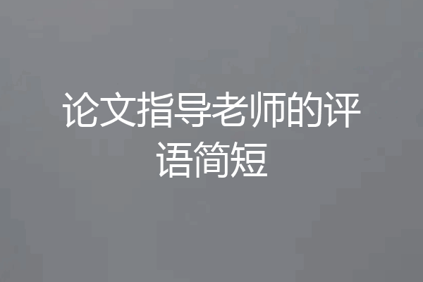 论文指导老师的评语简短