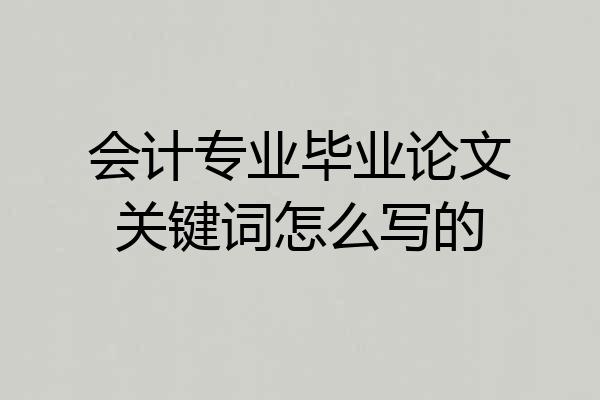 会计专业毕业论文关键词怎么写的