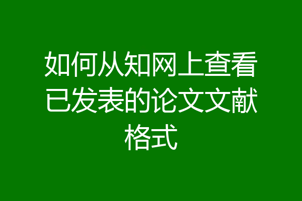 如何从知网上查看已发表的论文文献格式