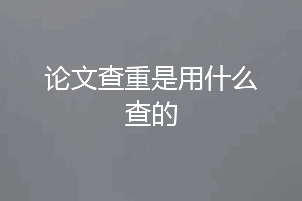 论文查重是用什么查的