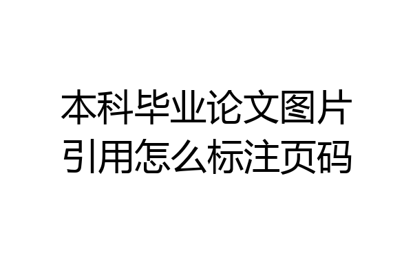 本科毕业论文图片引用怎么标注页码