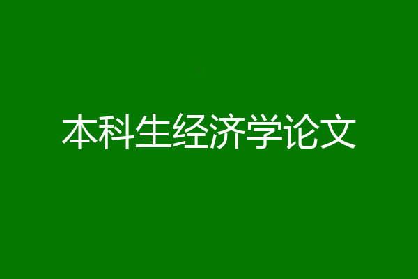 本科生经济学论文