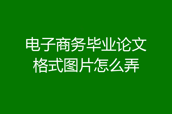 电子商务毕业论文格式图片怎么弄