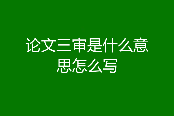 论文三审是什么意思怎么写