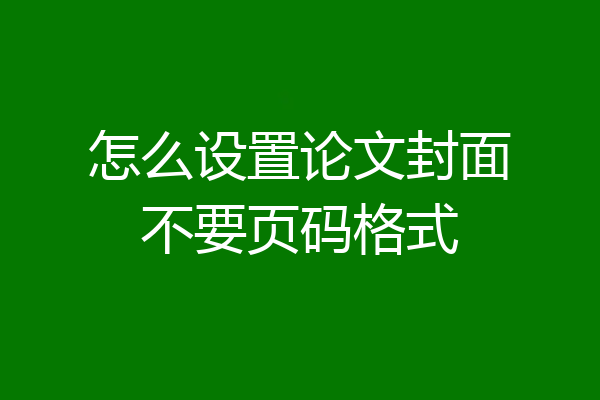 怎么设置论文封面不要页码格式