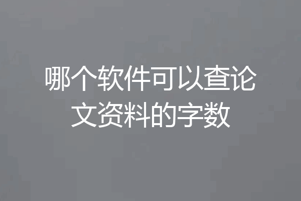 哪个软件可以查论文资料的字数