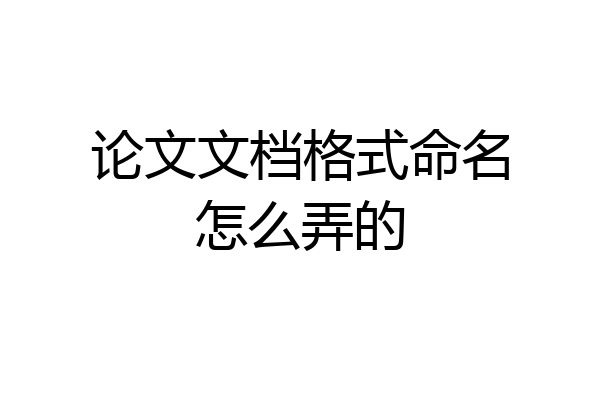 论文文档格式命名怎么弄的