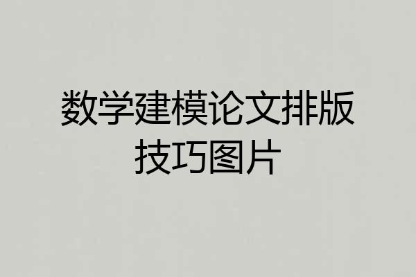 数学建模论文排版技巧图片