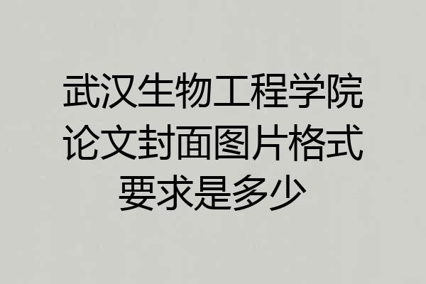 武汉生物工程学院论文封面图片格式要求是多少