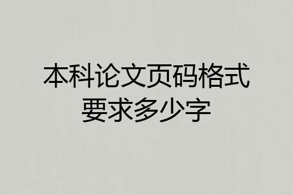 本科论文页码格式要求多少字