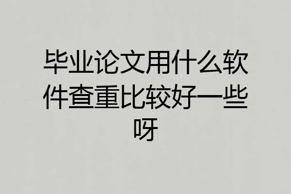 毕业论文用什么软件查重比较好一些呀
