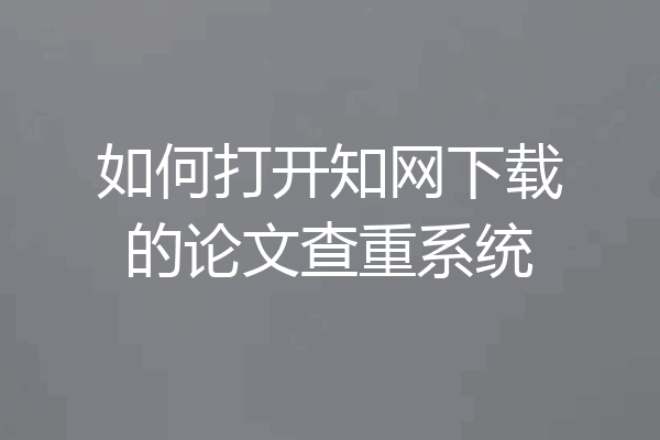 如何打开知网下载的论文查重系统