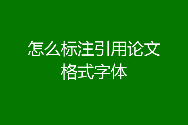 怎么标注引用论文格式字体