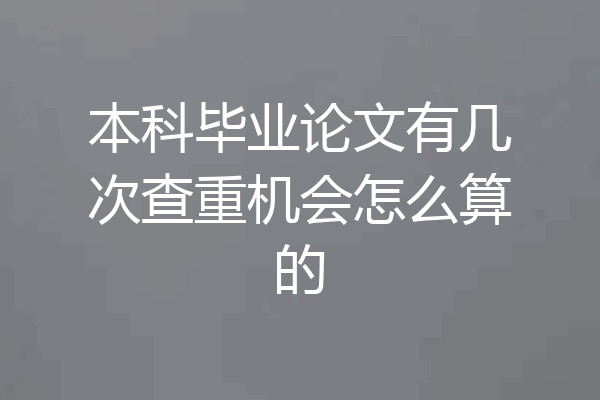 本科毕业论文有几次查重机会怎么算的