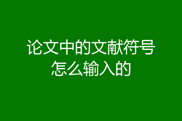 论文中的文献符号怎么输入的