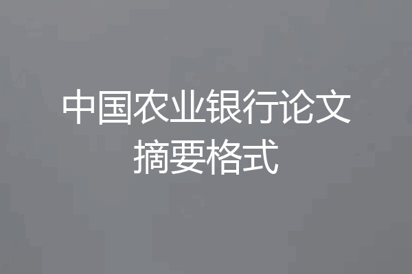 中国农业银行论文摘要格式