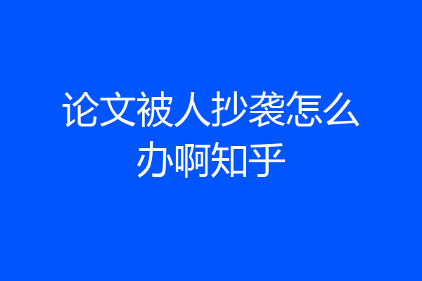 论文被人抄袭怎么办啊知乎