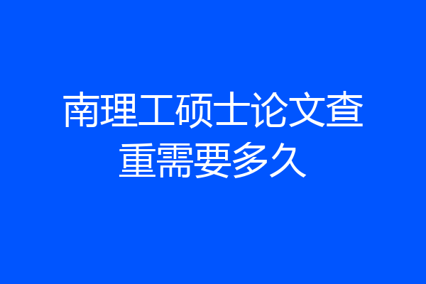 南理工硕士论文查重需要多久