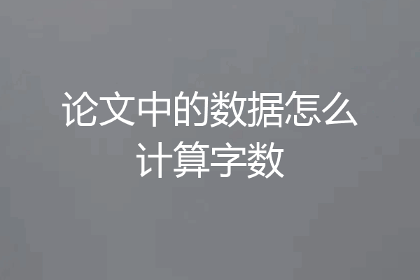 论文中的数据怎么计算字数