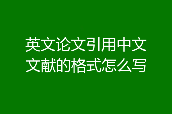 英文论文引用中文文献的格式怎么写